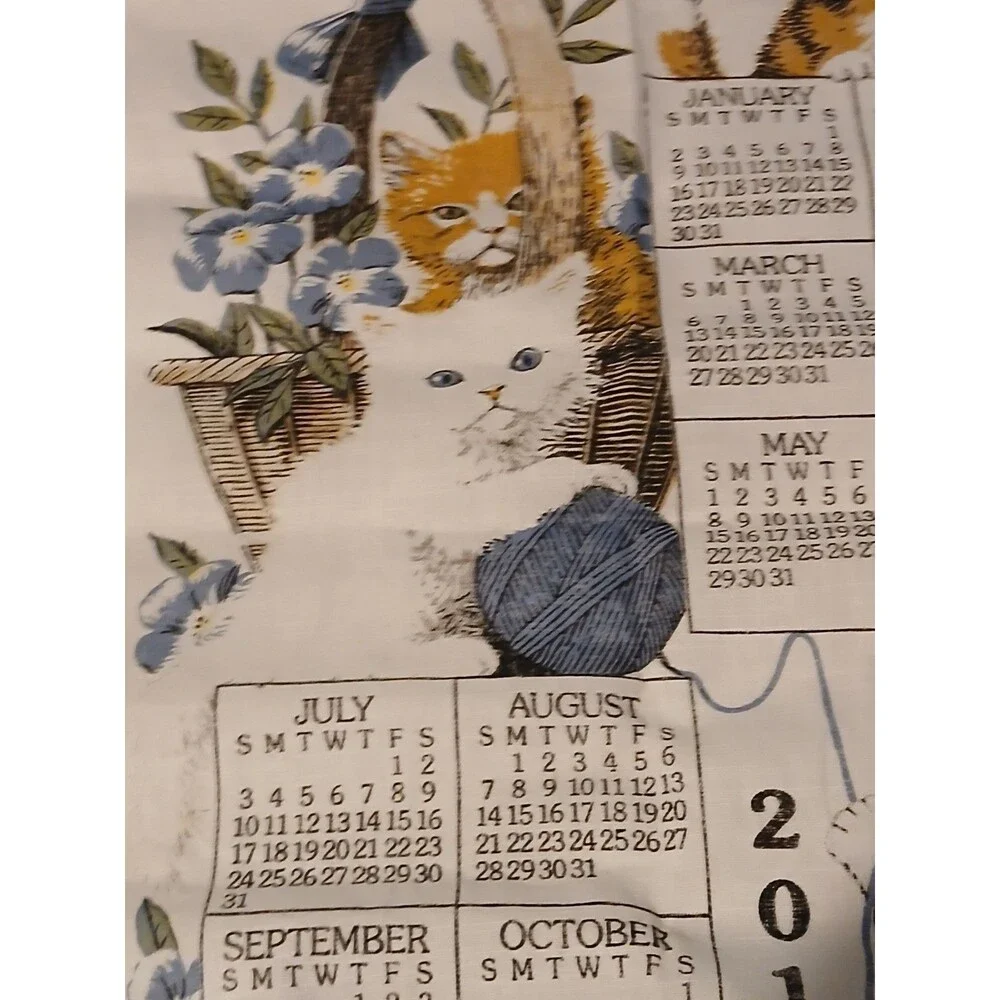 Kay Dee Designs  Cat Curious Kittens 2011 Linen Calendar Towel 16
